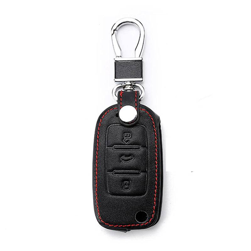 Autoschlüsselhülle Smart Leder Schlüsseletui,Passend für Skoda Octavia 2 A7 A5 Fabia Superb VW Polo Golf 4 5 6 Passat,Autoschlüssel Shell ABS Smart Autoschlüsselanhänger von TPHJRM