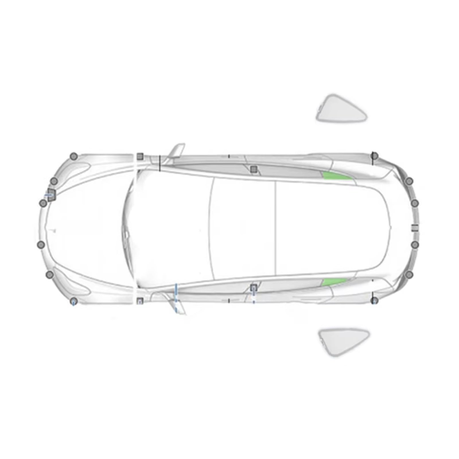 Auto Sonnenschutz Für Tesla Für Modell 3 Y 2020-2025 Seitenfenster-Sonnenschutzrollo, Sonnenschutz Aus Silberbeschichtetem Stoff(A 2PCS Triangular) von TPSOBRU