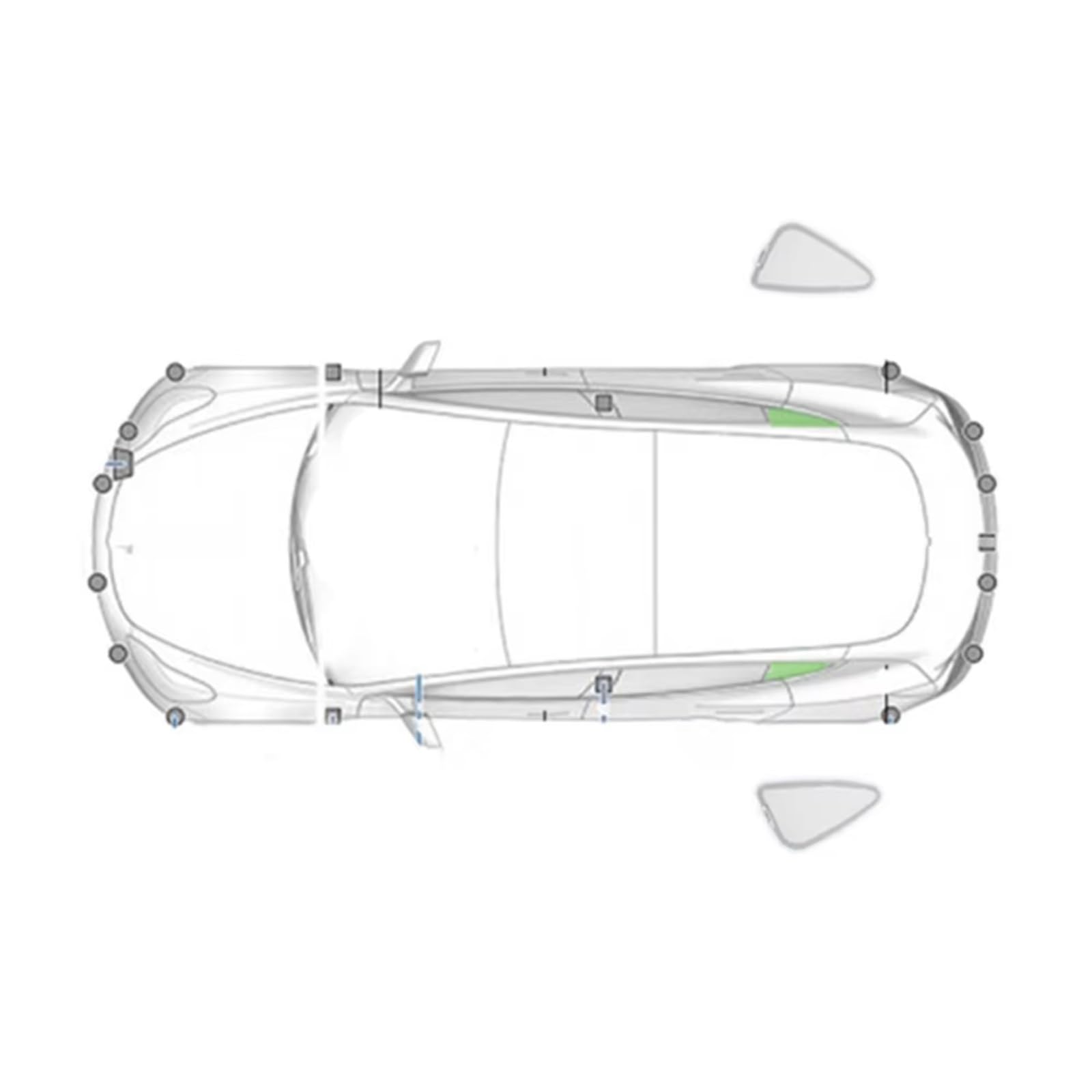 Auto Sonnenschutz Für Tesla Für Modell 3 Y 2020-2025 Seitenfenster-Sonnenschutzrollo, Sonnenschutz Aus Silberbeschichtetem Stoff(Q 2PCS Triangular) von TPSOBRU