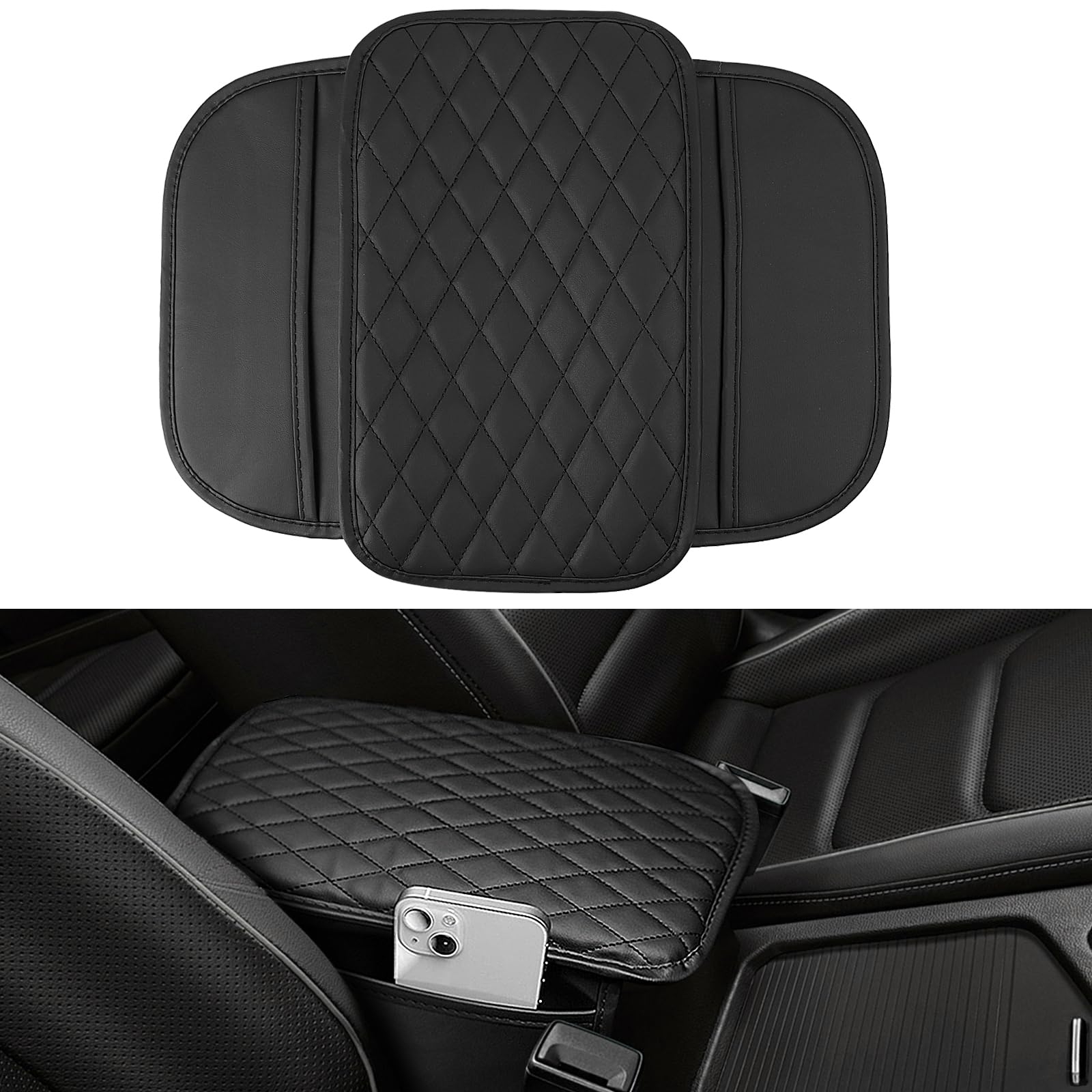 TPTGIAR Armlehnen Polster Auto Mittelkonsole, Auto Zubehör Innenraum mit 2 Aufbewahrungstaschen, Wasserdichte Armlehnenschoner Auto, Armlehne Auto Polster für Mittelarmlehne Autositze TPTGIAR Armlehnen Polster Auto Mittelkonsole, Auto Zubehör Innenraum mit 2 Aufbewahrungstaschen, Wasserdichte Armlehnenschoner Auto, Armlehne Auto Polster für Mittelarmlehne Autositze von TPTGIAR