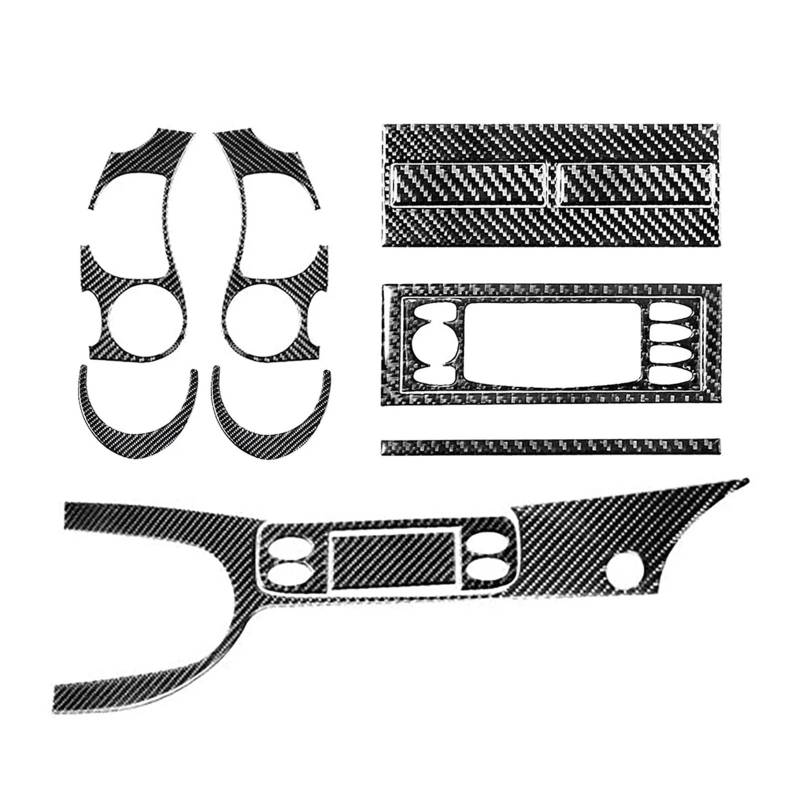 Dekorative Zubehör 13 Stücke Auto Interior Center Console Gear Shift Panel Dekoration Aufkleber Trim Für Boxster 911 996 1998-2004 Auto Dekoration(Schwarz) von TQHSAG