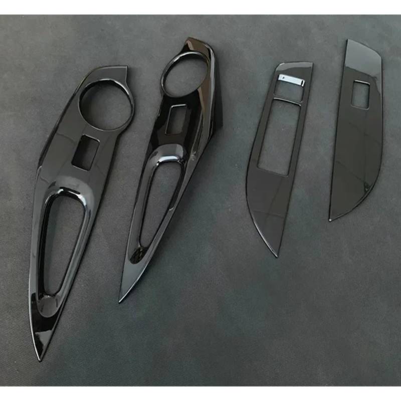 Dekorative Zubehör Für Toyota Für Corolla Cross RHD 2020-2023 ABS Chrom Fensterheber Schalter Taste Trim Armlehne Rahmen Abdeckung Auto Dekoration(Schwarz) von TQHSAG