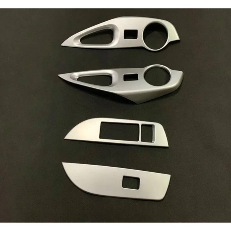 Dekorative Zubehör Für Toyota Für Corolla Cross RHD 2020-2023 ABS Chrom Fensterheber Schalter Taste Trim Armlehne Rahmen Abdeckung Auto Dekoration(Silber) von TQHSAG