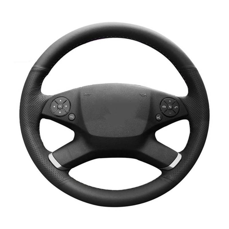 Lenkradbezug DIY Schwarzes Kunstleder Handgenähtes Autolenkradbezug Für Mercedes Für Benz E-Klasse W212 E 300 260 200 2009-2013 Lenkradschutz(Schwarz) von TQHSAG