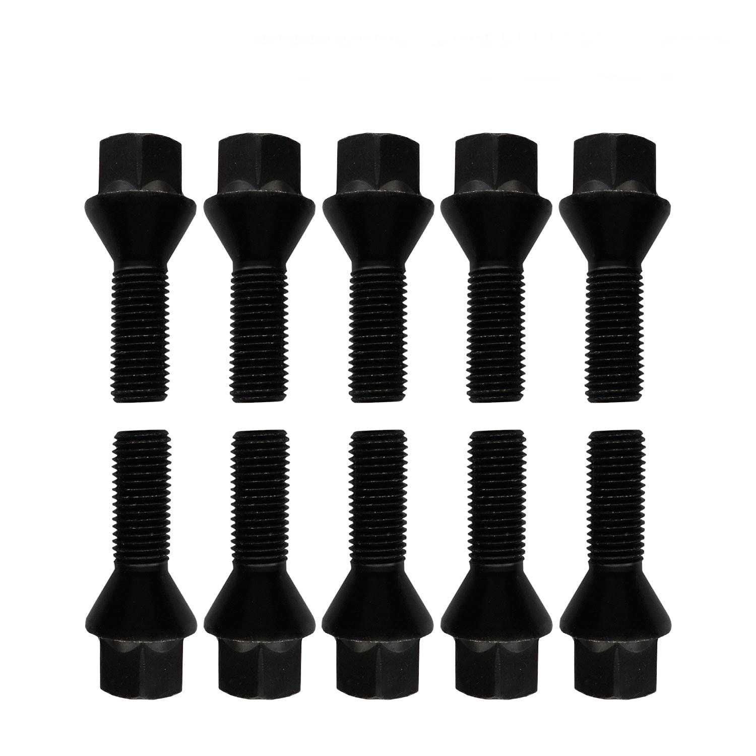 10 Radschrauben Radbolzen schwarz Kegelbund M12x1,25 39mm von TRACER
