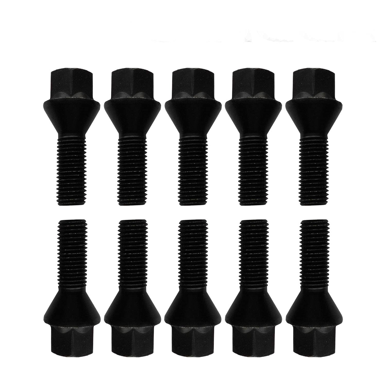 10 Radschrauben Radbolzen schwarz Kegelbund M14x1,25 35mm von TRACER