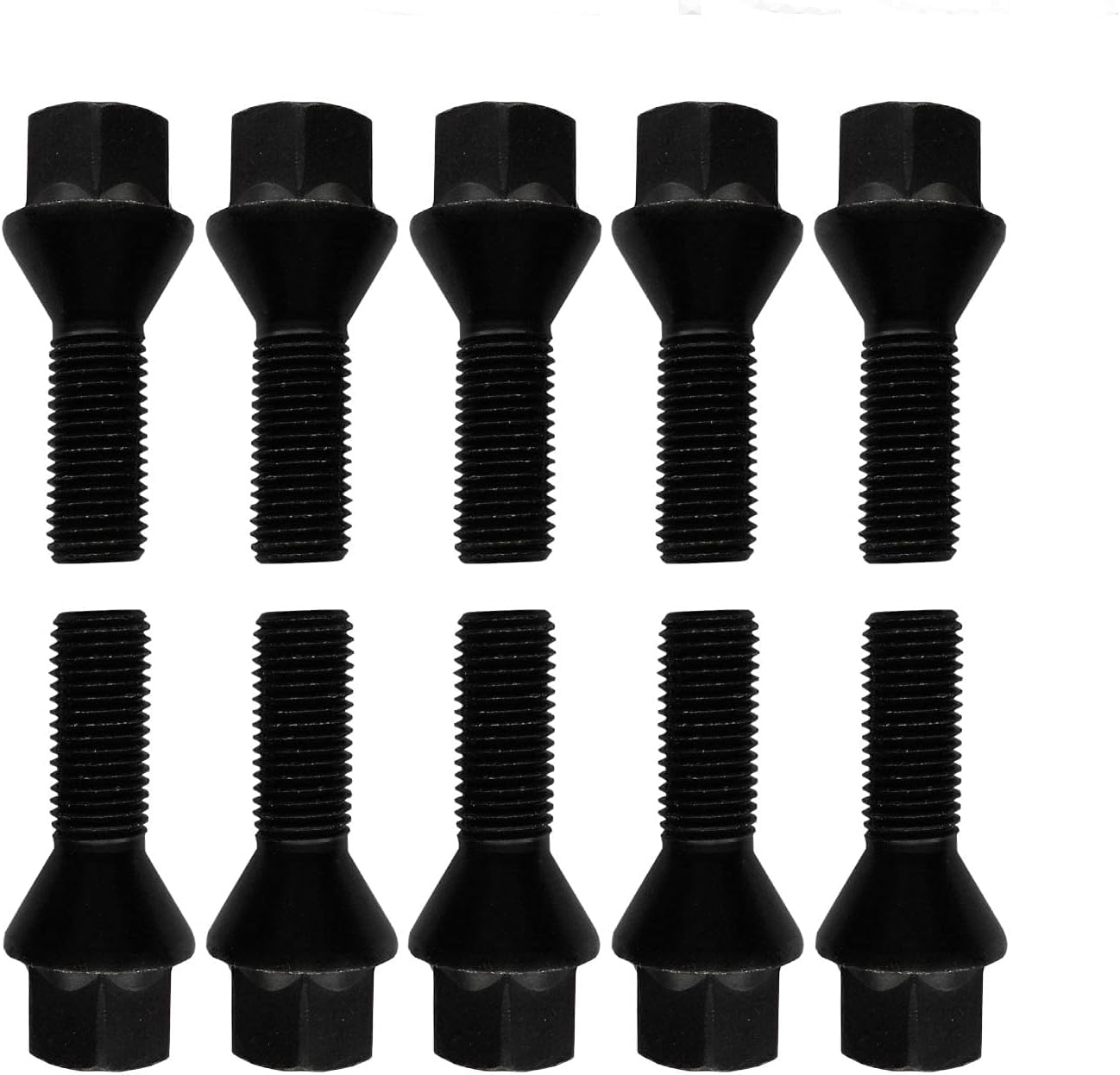10 Radschrauben Radbolzen schwarz Kegelbund M14x1,5 38mm von TRACER