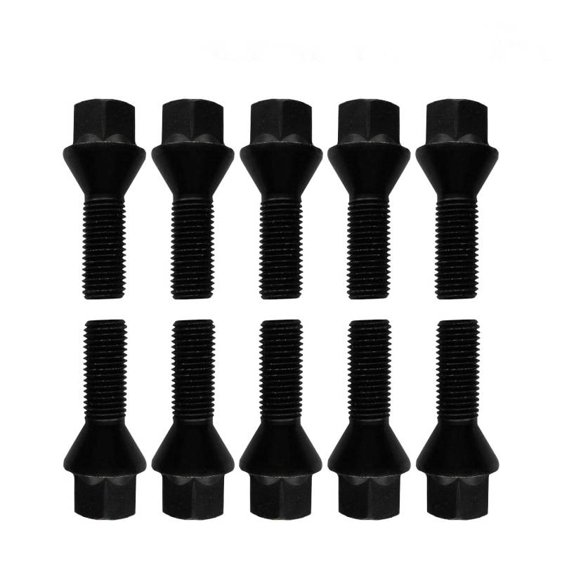 10 Radschrauben Radbolzen schwarz Kegelbund M14x1,5 55mm von TRACER