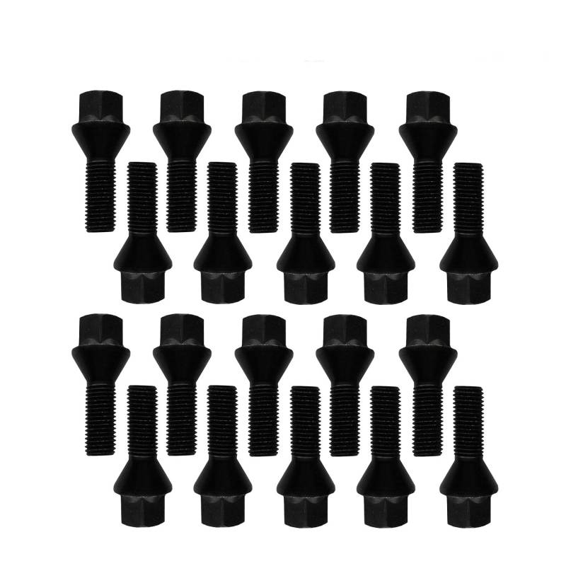 20 Radschrauben Radbolzen schwarz Kegelbund M12x1,25 24mm von TRACER