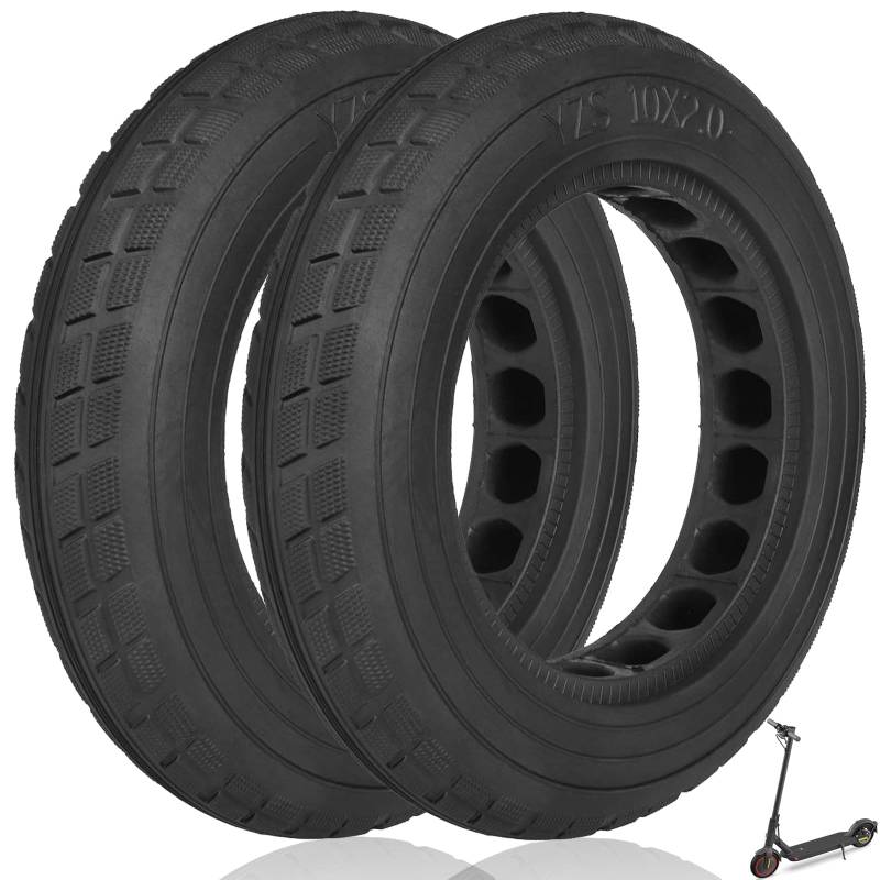 TREFAN 10x2,0 Reifen Solid 10 x 2.0 Premium Soft Elektroroller Vollgummireifen Verschleißfester Reifen für sicheres Explosionssicherer Solid Reifen für Elektromobilität und Pendler (2 Stk) von TREFAN