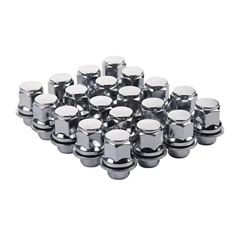 Auto Schloss Radschrauben Kompatibel Mit Toyota Für Lexus 20 Stück 12 X 1,5 Mm Sitzradmuttern Sechskant 13/16 21 Mm Chrom Mag-Stil Radmuttern Lange Stahlradschrauben Reifenbolzen Auto von TREGOO