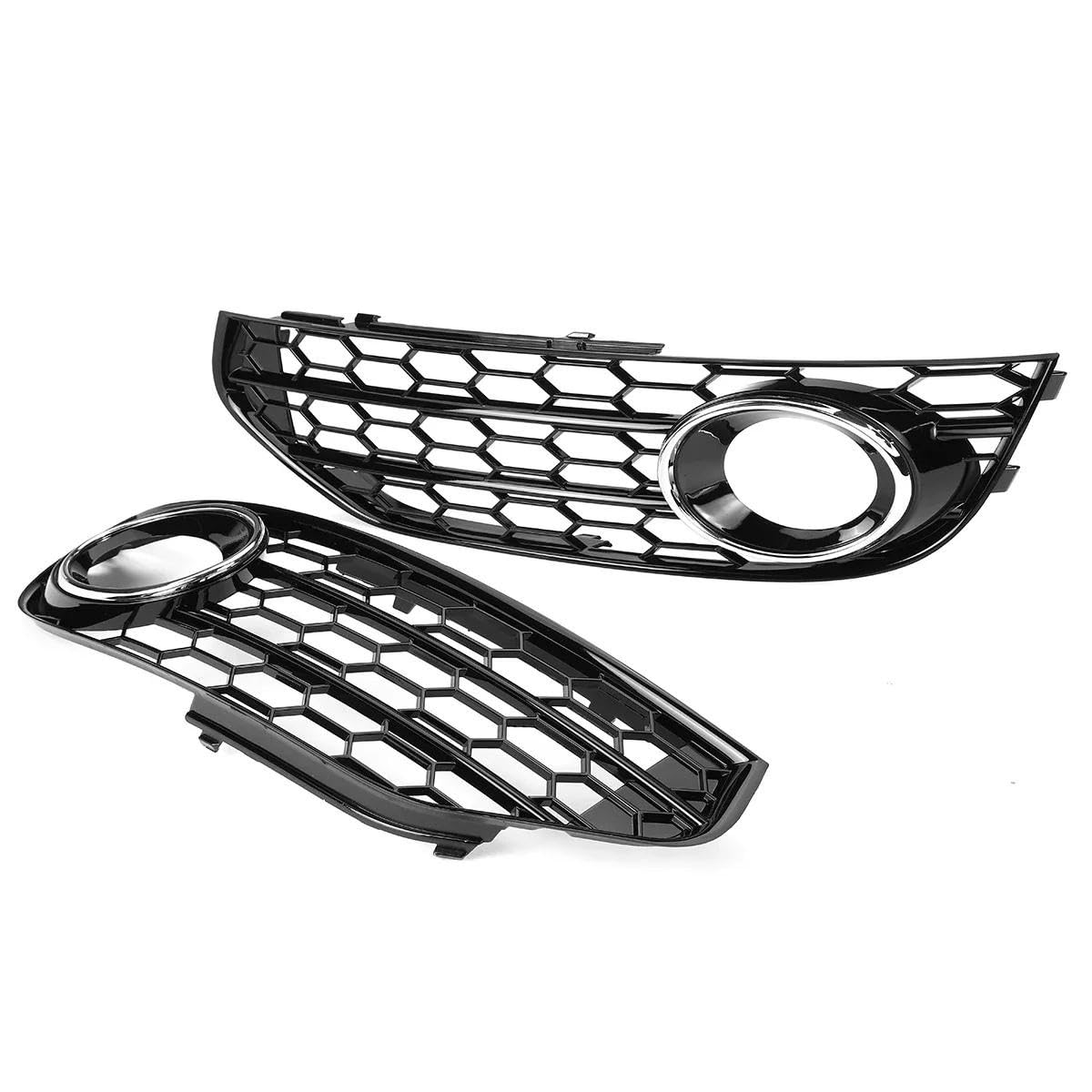 TREGOO Kompatibel Mit A4 B8 B8.5 Für Allroad 2009–2015, Waben-Frontgrill-Abdeckung, Nebelscheinwerfer-Abdeckung, Grill, Einlass-Abdeckung, Grill 8K0807681J01C Nebelscheinwerfergrill(Chrome Silver) von TREGOO