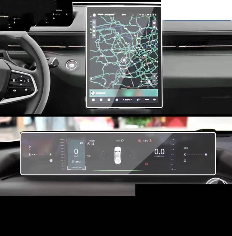 TREGOO Kompatibel Mit Changan Für Lamore 2023 2024 Auto 13,2 Zoll GPS-Navigations-Center-Display Und Armaturenbrett-Displayschutzfolie Aus Gehärtetem Glas Bildschirmschutzfolie(Dashboard and GPS) von TREGOO