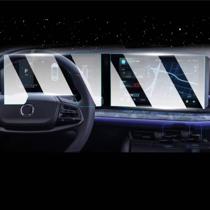 TREGOO Kompatibel Mit Changan Für Unit 2023, Auto-GPS-Navigations-Center-Display Und Armaturenbrett-Displayschutzfolie Aus Gehärtetem Glas Bildschirmschutzfolie(Dashboard and GPS) von TREGOO