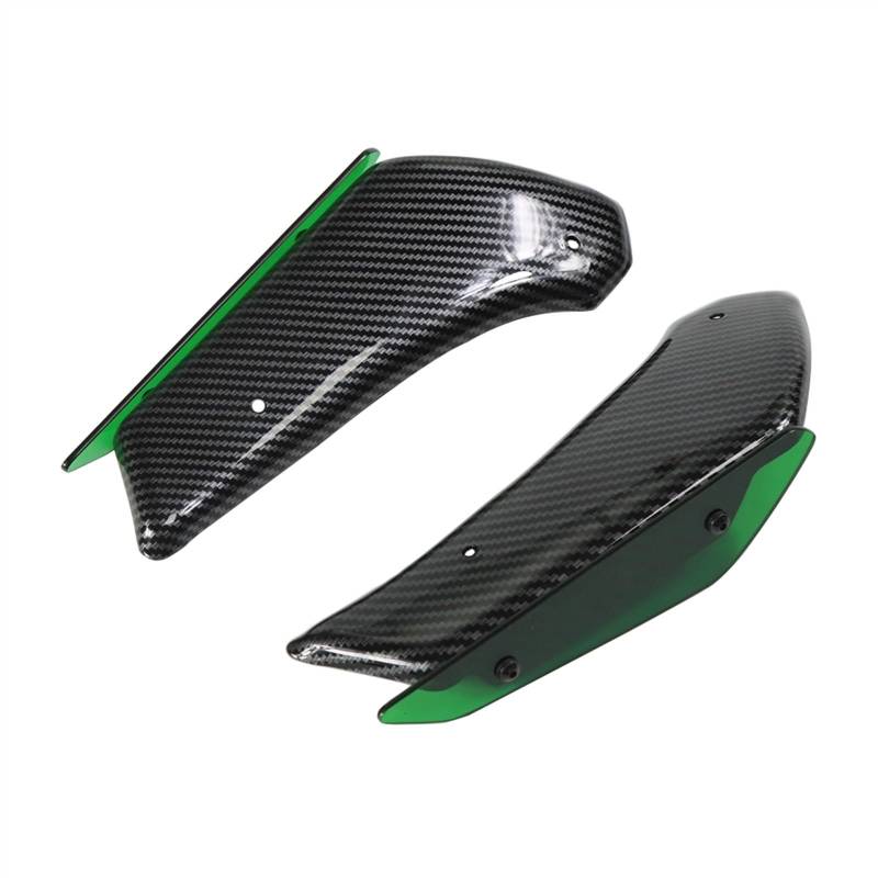 TRFBD Motorrad-Modifikationszubehör Motorrad Zubehör Kit Feste Winglet Verkleidung Flügel Für Kawasaki Für Ninja 400 Spoiler Aerodynamische Flügel(Carbon Pattern Green) von TRFBD
