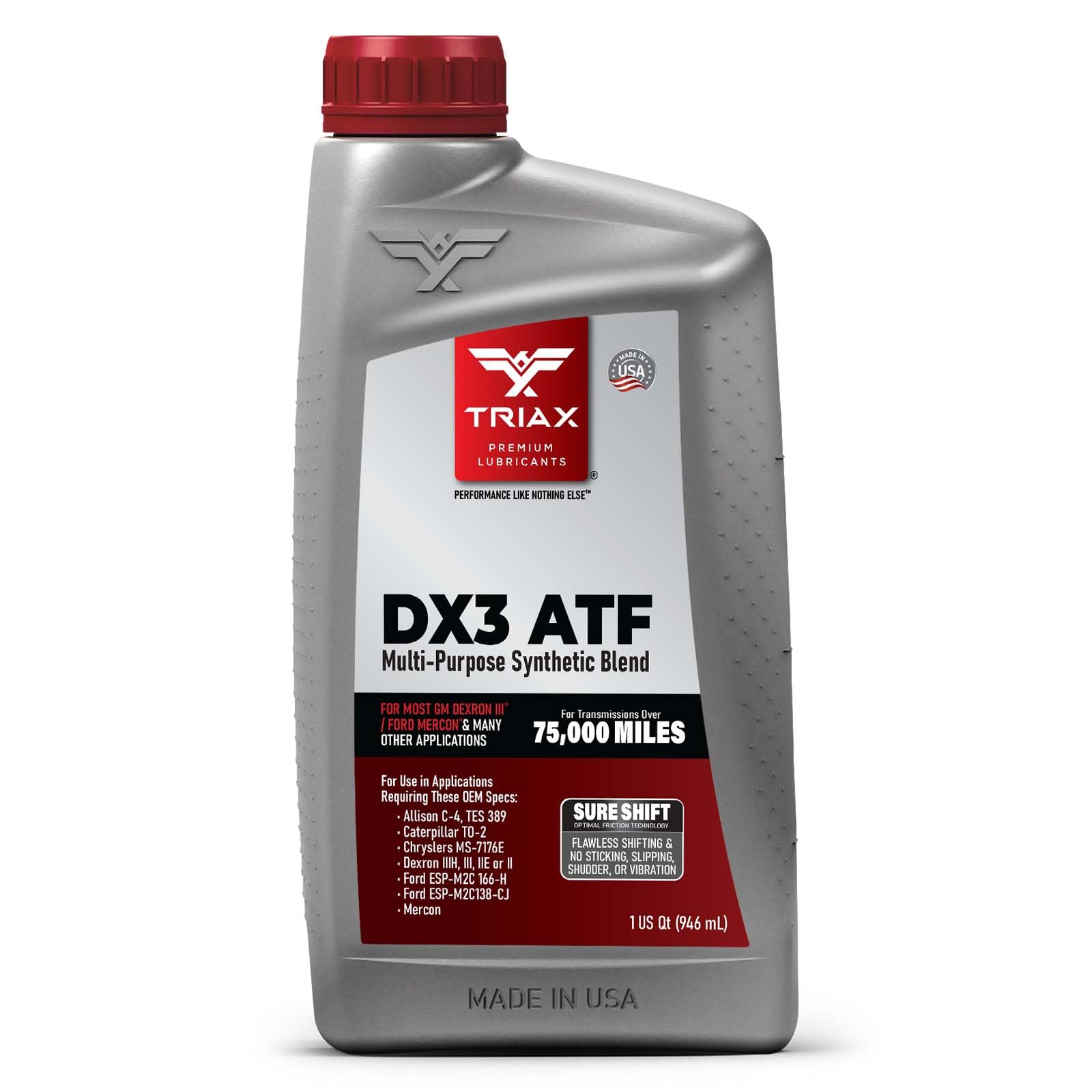 TRIAX Multi-Purpose ATF DEX III/MERC, Synthetische Mischung, reibungsoptimiert, rutschfrei, fehlerfreies Schalten, -45˚C Kalt fließend (1 Quart) von TRIAX