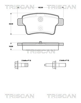 Triscan Bremsbeläge hinten (Satz) [Hersteller-Nr. 811038007] für Citroën von TRISCAN