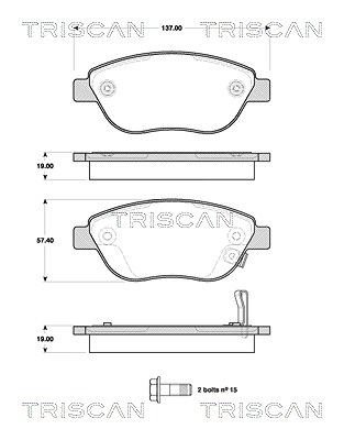 Triscan Bremsbeläge vorne (Satz) [Hersteller-Nr. 811024028] für Fiat, Opel von TRISCAN