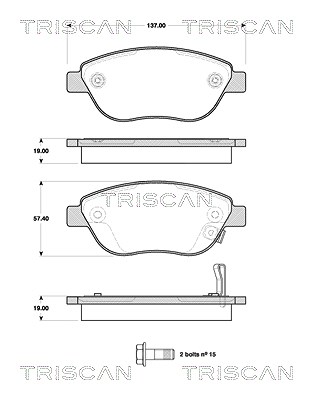 Triscan Bremsbeläge vorne (Satz) [Hersteller-Nr. 811024028] für Fiat, Opel, Vauxhall von TRISCAN