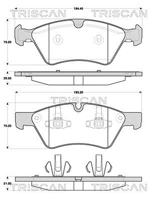 Triscan Bremsbelagsatz, Scheibenbremse [Hersteller-Nr. 811023051] für Mercedes-Benz von TRISCAN