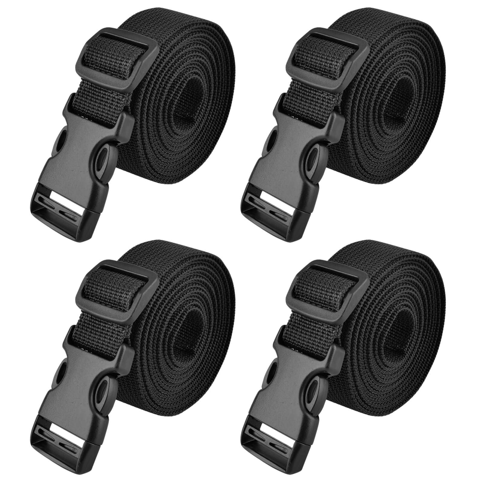 TRIWONDER 25mm Schwarz Nylon Gurtband mit Verstellbare Schnallen, 4 Stück (Schwarz - 2.5m) von TRIWONDER