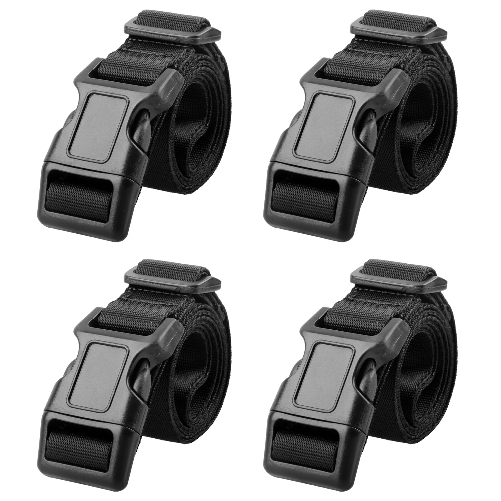 TRIWONDER Schwarz Nylon Gurtband mit Verstellbare Schnallen, Gepäckgurte 4 Stück (3m, Schwarz - 25mm) von TRIWONDER