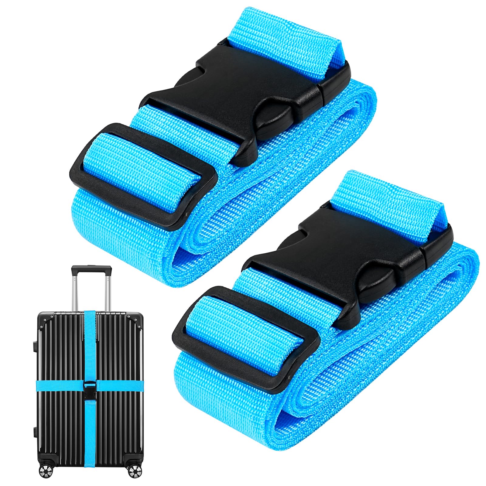 TRIXES 2er-Pack Hochleistungs-Gepäckgurte, Kofferbinder – Himmelblau – verstellbare Gurte für zusätzliche Sicherheit. ausziehbar auf 180 cm TRIXES 2er-Pack Hochleistungs-Gepäckgurte, Kofferbinder – Himmelblau – verstellbare Gurte für zusätzliche Sicherheit. ausziehbar auf 180 cm von TRIXES