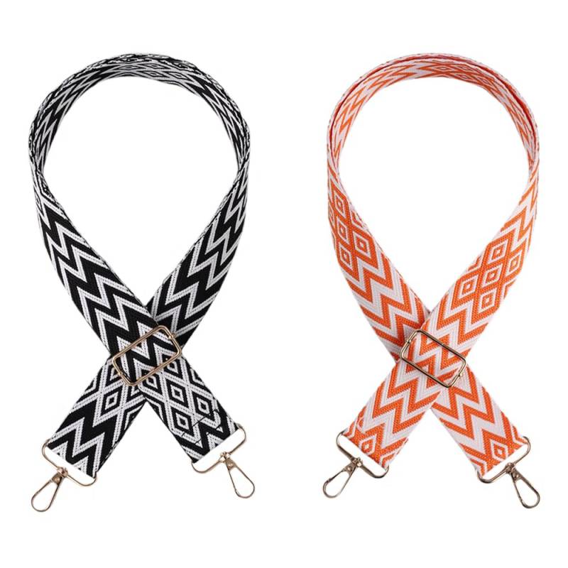 TRKETK 2 Stück Verstellbare Schultergurte, 3.8 cm Breit Universeller Ersatz-Schultergurt Boho-Taschengurt Modischer und Designer-Gurt für Umhängetaschen Handtaschen Umhängetaschen (Schwarz + Orange) von TRKETK