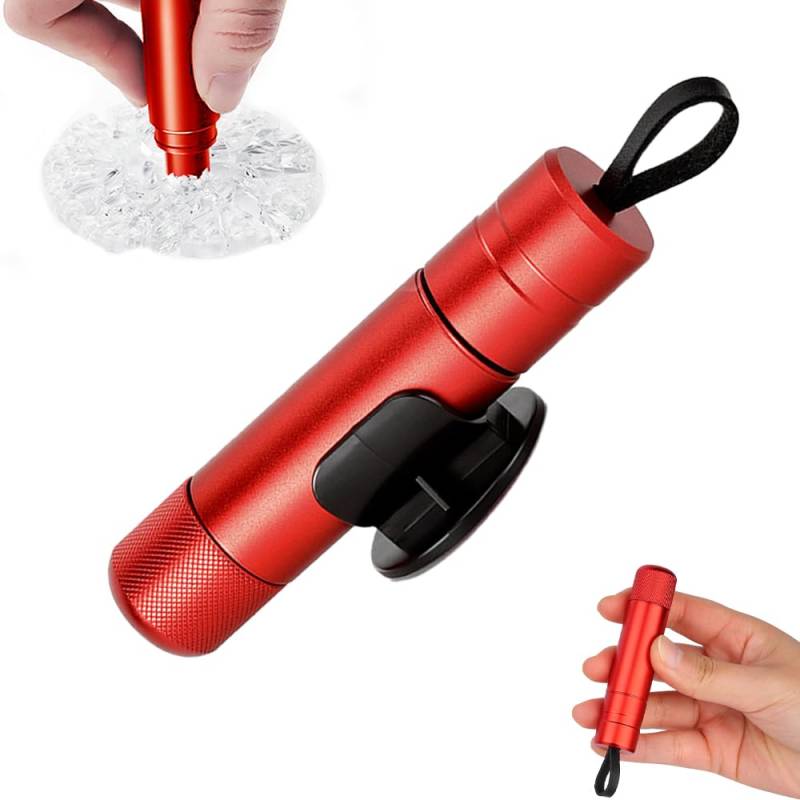 TRKETK Sicherer Hammer Glasbrecher, Auto-Sicherheitshammer 2 In 1 Gurtschneider Notfallhammer Glasbrecher und Sicherheitsgurtschneider Notfall-Fluchtwerkzeug Nothammer Auto mit Gurtschneider (Rot) von TRKETK