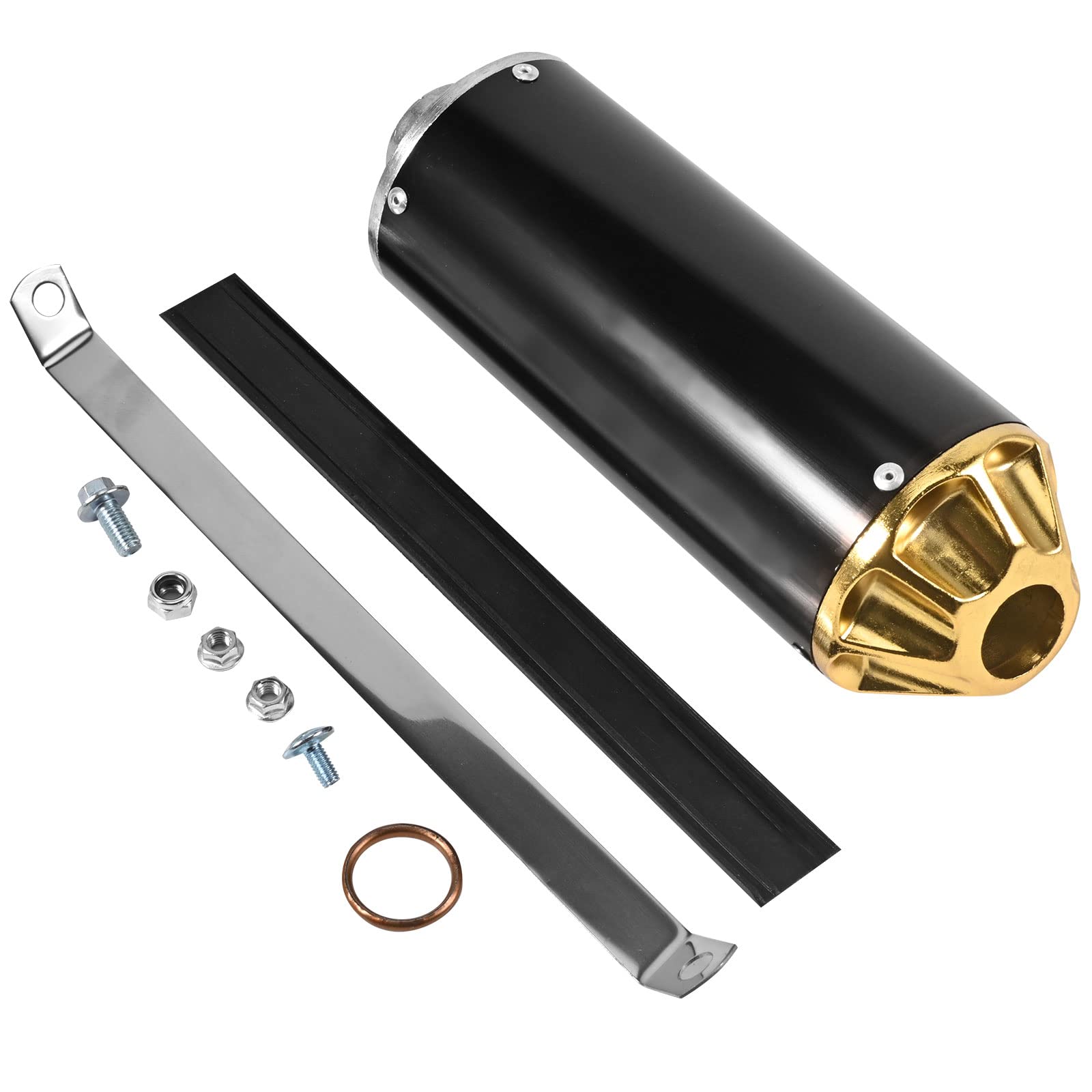 Trkimal Motorrad Auspuff Schalldämpfer 28mm Universal Motorrad Edelstahl Schalldämpfer Hinten Auspuffrohr mit Klemmdichtung für 50cc 70cc 90cc 110cc 125cc ATV Dirt Pit Quad Bike Motocross(Gelb) von TRKIMAL