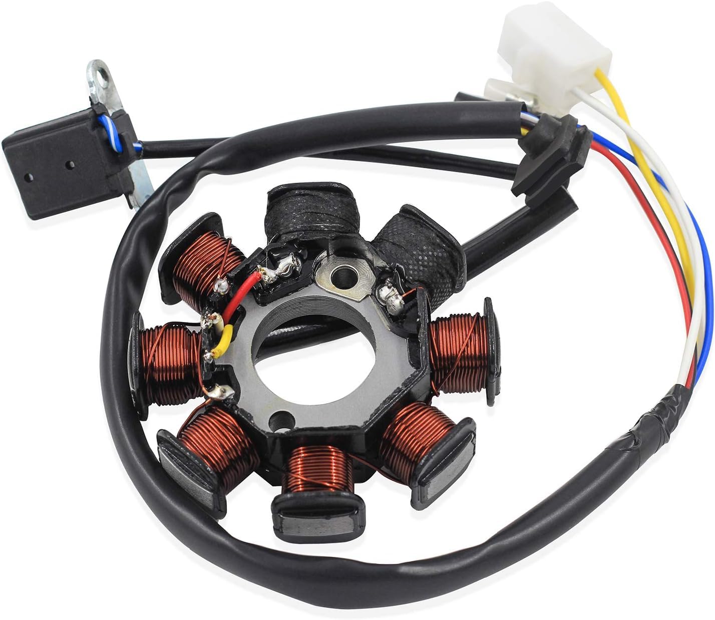 Trkimal Zündung Stator Magneto 4 Draht AC 8 Pol Spule für GY6 49cc 50cc 80cc 125cc 150cc139QMB 147QMD 152QMI 157QMJ Motor, GY6 Stator Passend für Scooter Moped ATV Dune Buggy Go Kart Trkimal Zündung Stator Magneto 4 Draht AC 8 Pol Spule für GY6 49cc 50cc 80cc 125cc 150cc139QMB 147QMD 152QMI 157QMJ Motor, GY6 Stator Passend für Scooter Moped ATV Dune Buggy Go Kart von TRKIMAL