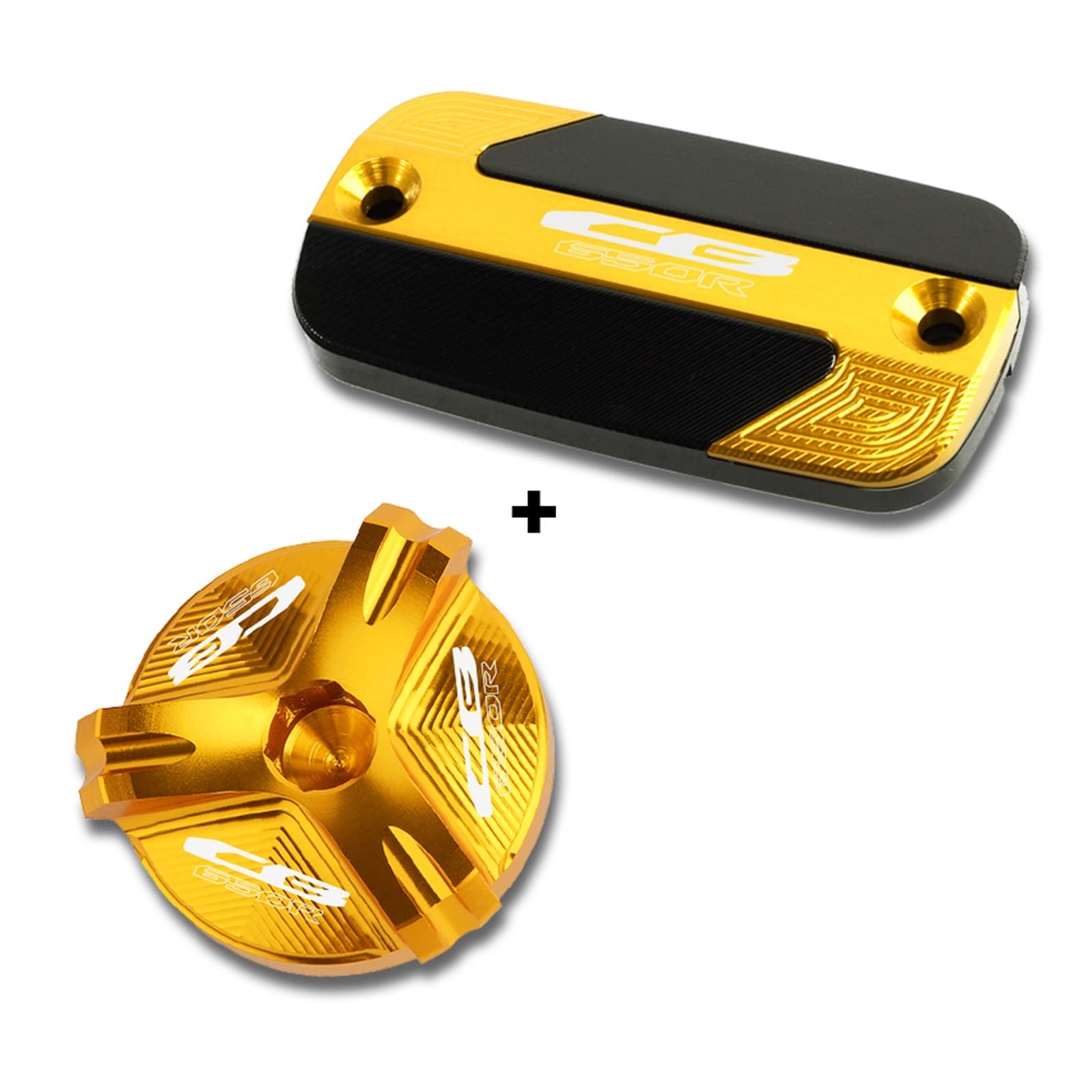 TRNMOP Für Honda CB650R CB 650R CB 650 R 2019-2021 Motorradzubehör Deckel Für Vorderen Bremsflüssigkeitsbehälter & Öleinfülldeckel Für Motor(Gold) von TRNMOP