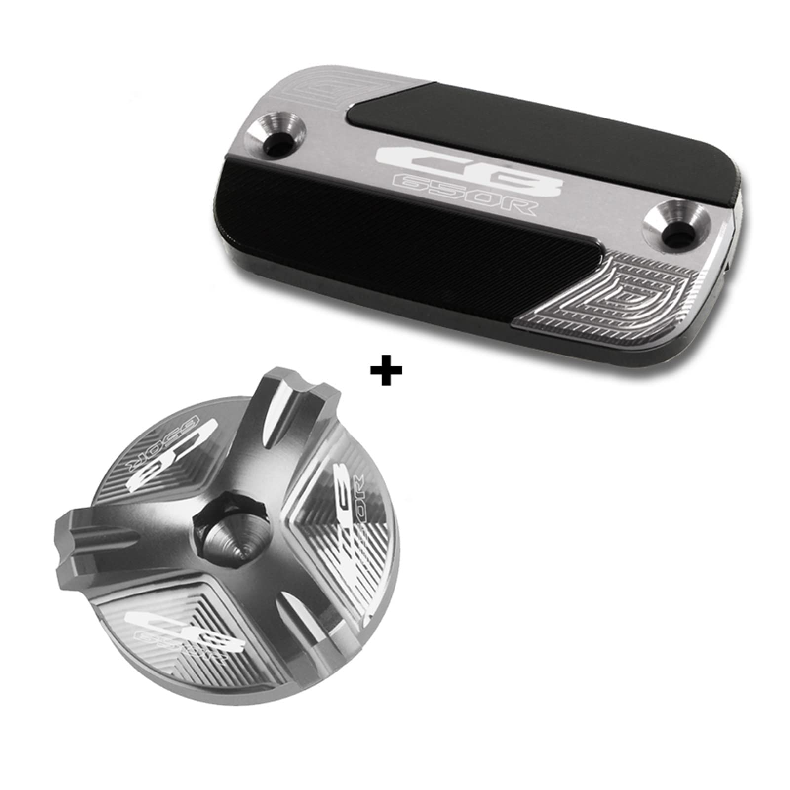 TRNMOP Für Honda CB650R CB 650R CB 650 R 2019-2021 Motorradzubehör Deckel Für Vorderen Bremsflüssigkeitsbehälter & Öleinfülldeckel Für Motor(Grau) von TRNMOP