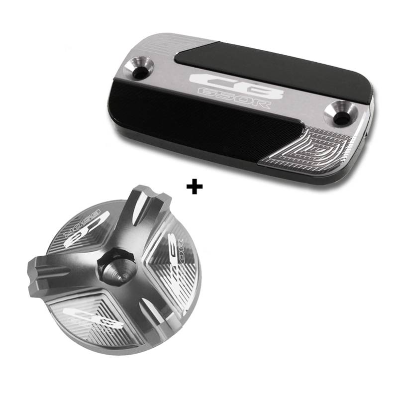 TRNMOP Für Honda CB650R CB 650R CB 650 R 2019-2021 Motorradzubehör Deckel Für Vorderen Bremsflüssigkeitsbehälter & Öleinfülldeckel Für Motor(Grau) von TRNMOP