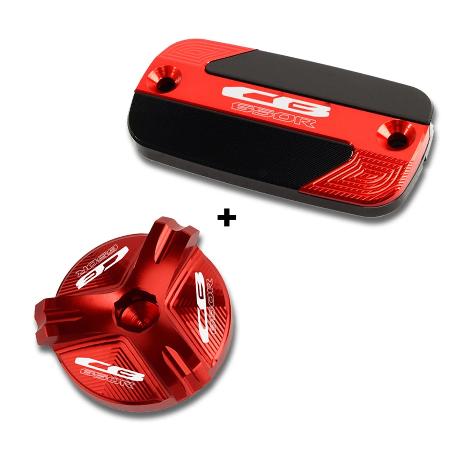 TRNMOP Für Honda CB650R CB 650R CB 650 R 2019-2021 Motorradzubehör Deckel Für Vorderen Bremsflüssigkeitsbehälter & Öleinfülldeckel Für Motor(ROT) von TRNMOP
