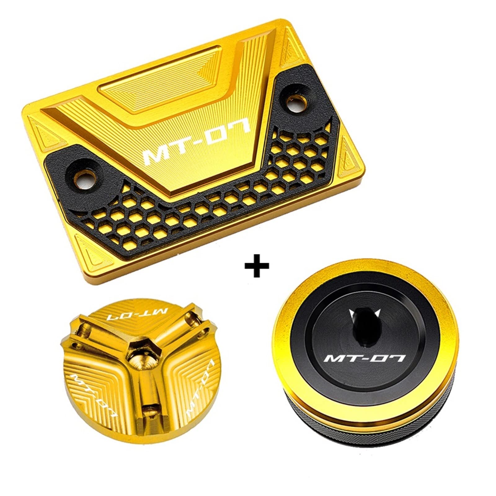 TRNMOP Für Yamaha MT07 MT 07 MT-07 FZ07 2014-2023 Motorrad Zubehör Vordere Hintere Bremsflüssigkeitsbehälter Deckel Öleinfülldeckel Deckel(Gold) von TRNMOP