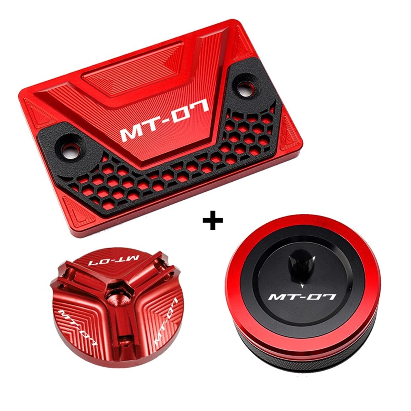 TRNMOP Für Yamaha MT07 MT 07 MT-07 FZ07 2014-2023 Motorrad Zubehör Vordere Hintere Bremsflüssigkeitsbehälter Deckel Öleinfülldeckel Deckel(ROT) von TRNMOP