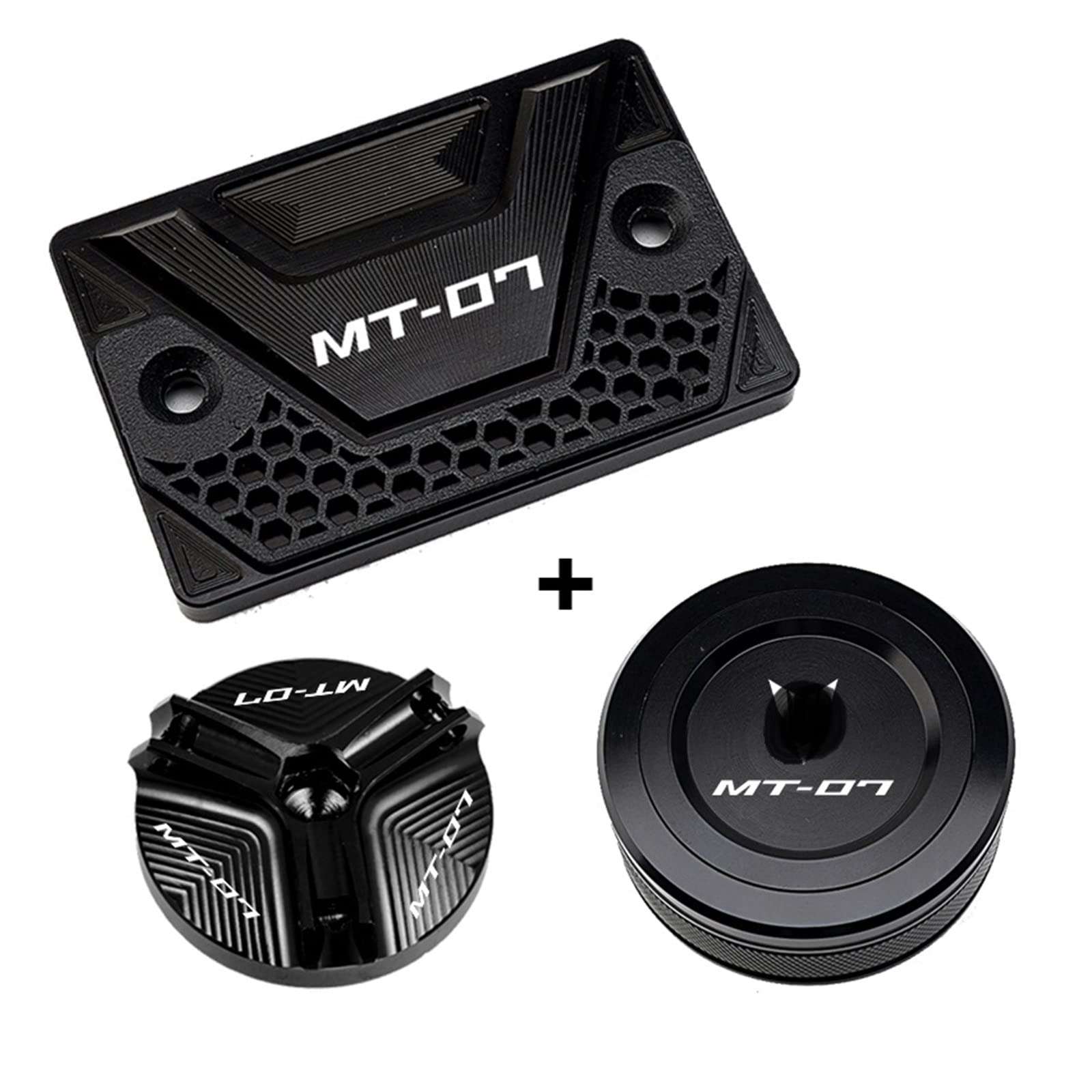 TRNMOP Für Yamaha MT07 MT 07 MT-07 FZ07 2014-2023 Motorrad Zubehör Vordere Hintere Bremsflüssigkeitsbehälter Deckel Öleinfülldeckel Deckel(SCHWARZ) von TRNMOP