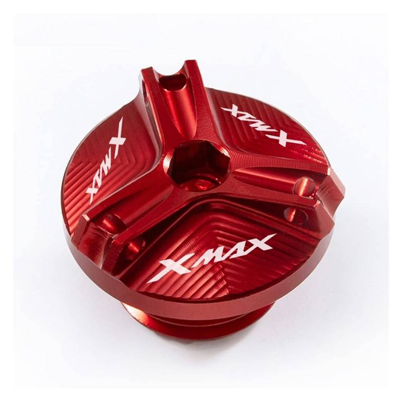 TRNMOP Für Yamaha Xmax 250 300 XMAX300 XMAX250 2017-2022 Motorrad Öleinfülldeckel Ölfilterdeckel Zubehör(ROT) von TRNMOP