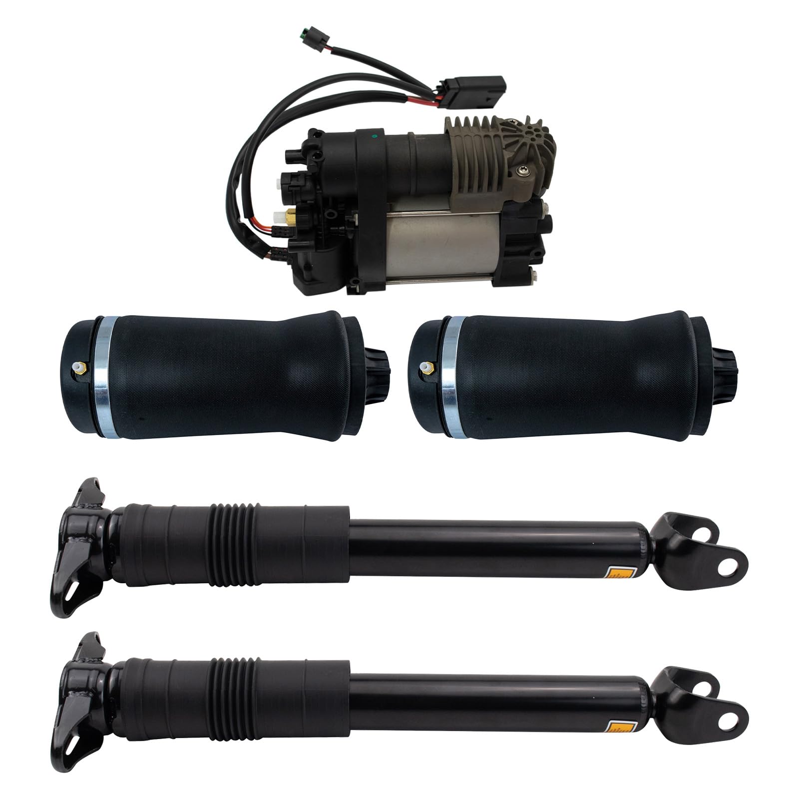 TRQ Hinteres Luftfederungs-Set, Luftfederung, Kompressor, Luftfeder-Stoßdämpfer, kompatibel mit Jeep Grand Cherokee 2011–2015 von TRQ