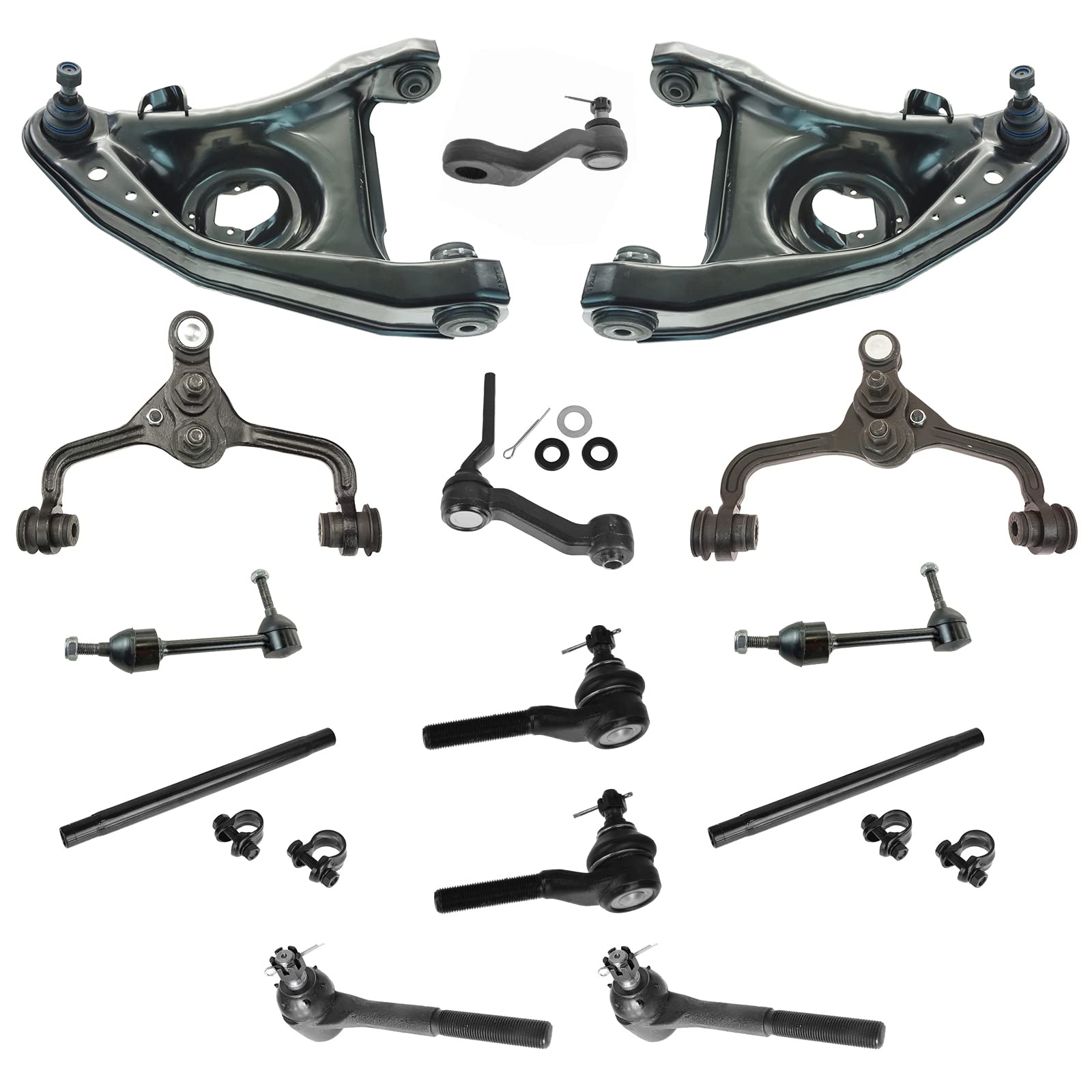 TRQ Querlenker vorne oben unten Querlenker Kugelgelenk Spurstangen-Einsteller Pitman Leerlenker Querlenker Lenkung Aufhängung Kit 14-teiliges Set für 1995-1997 Crown Victoria Town Car Grand Marquis von TRQ
