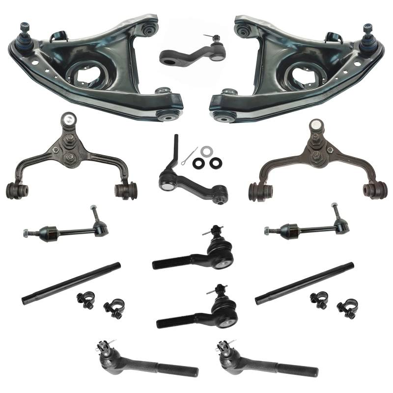 TRQ Querlenker vorne oben unten Querlenker Kugelgelenk Spurstangen-Einsteller Pitman Leerlenker Querlenker Lenkung Aufhängung Kit 14-teiliges Set für 1995-1997 Crown Victoria Town Car Grand Marquis von TRQ