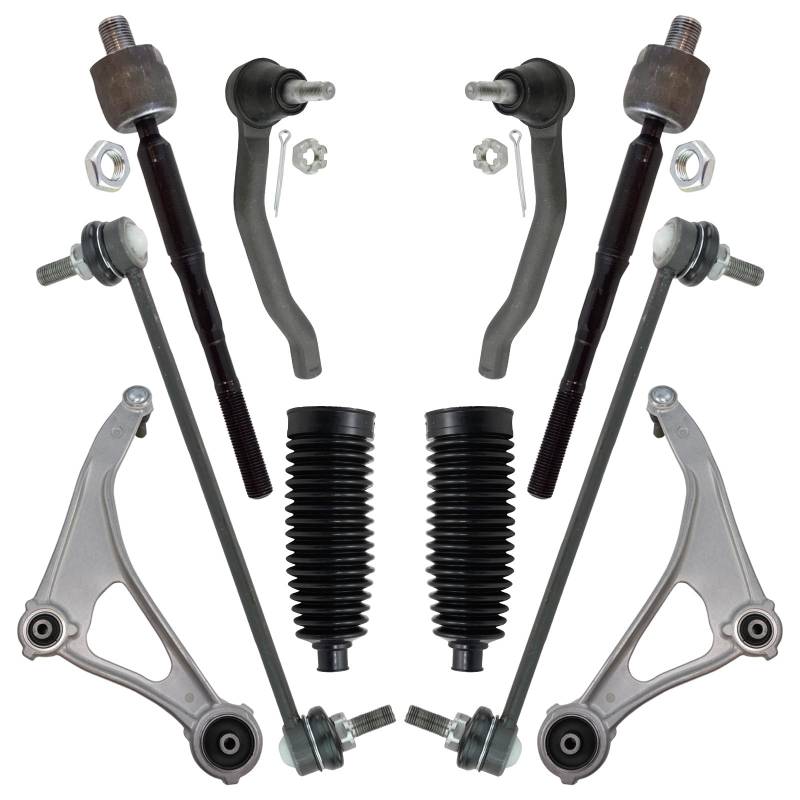 TRQ Vorderlenkung & Aufhängungs-Set, Querlenker mit Kugelgelenk, Lenkstange und Ritzel, Balg, Stabilisator, Verbindungsstange, kompatibel mit Nissan Altima 2013–2014 von TRQ