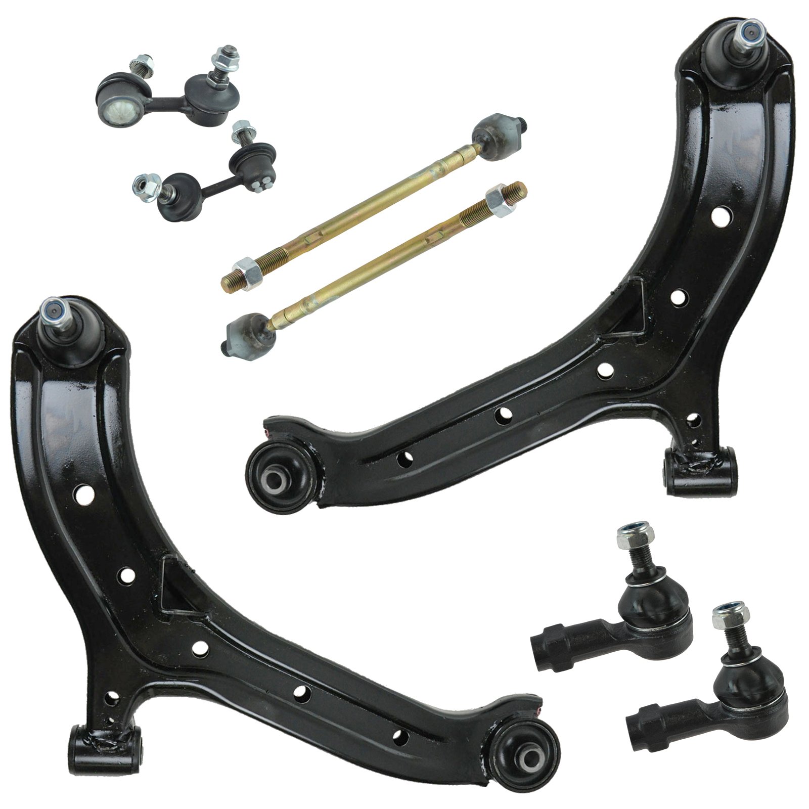 TRQ Vorderlenkung & Aufhängungs-Set, Querlenker mit Kugelgelenk, Querlenker, Stabilisator, Spurstange, kompatibel mit Hyundai Accent 2000–2005 von TRQ