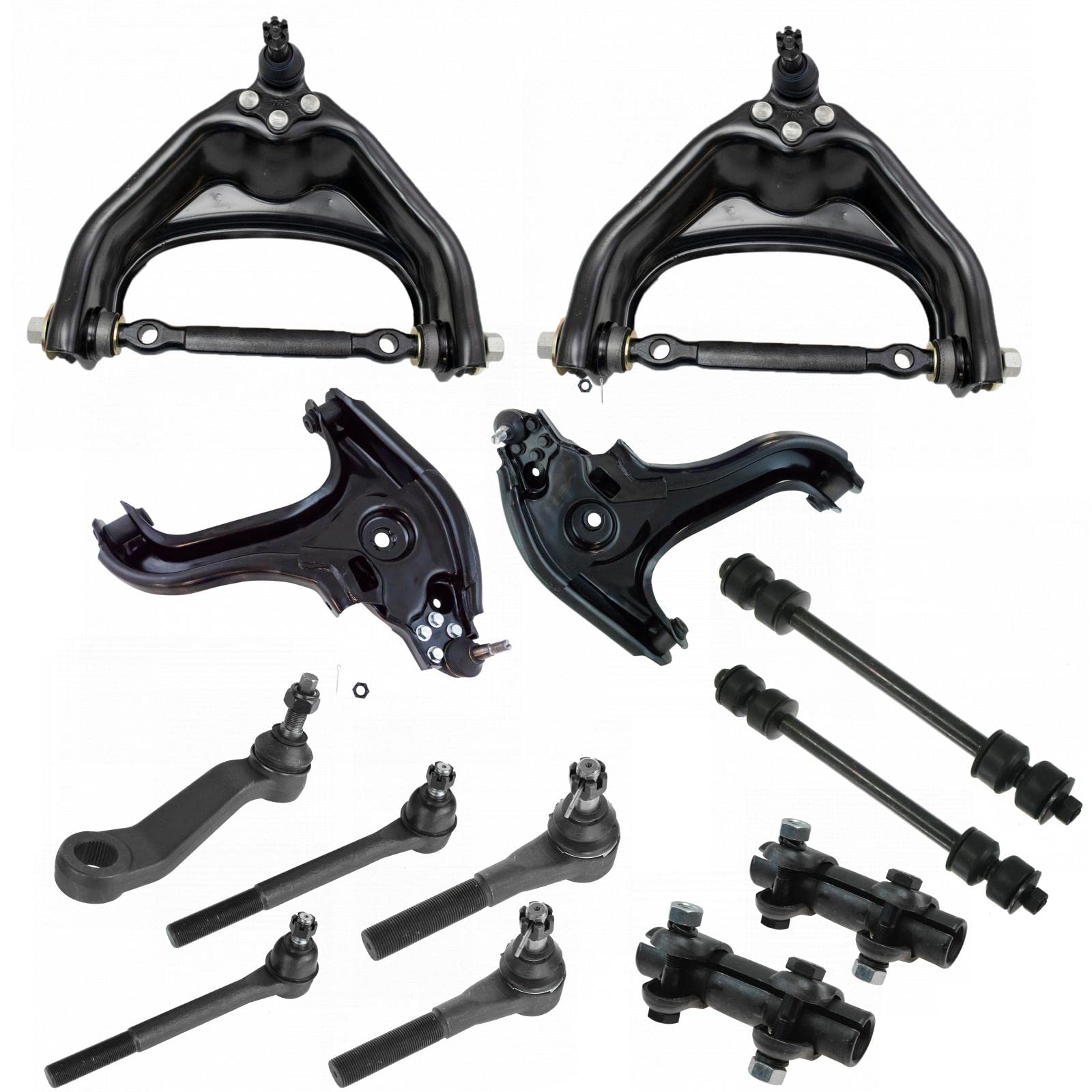 TRQ Vorderlenkung & Aufhängungssatz, Querlenker mit Kugelgelenk, Lenkstange, Stabilisator, Verbindungsstange, Spurstange, Einstellhülse, kompatibel mit Dodge Ram 1500 2000–2001 TRQ Vorderlenkung & Aufhängungssatz, Querlenker mit Kugelgelenk, Lenkstange, Stabilisator, Verbindungsstange, Spurstange, Einstellhülse, kompatibel mit Dodge Ram 1500 2000–2001 von TRQ