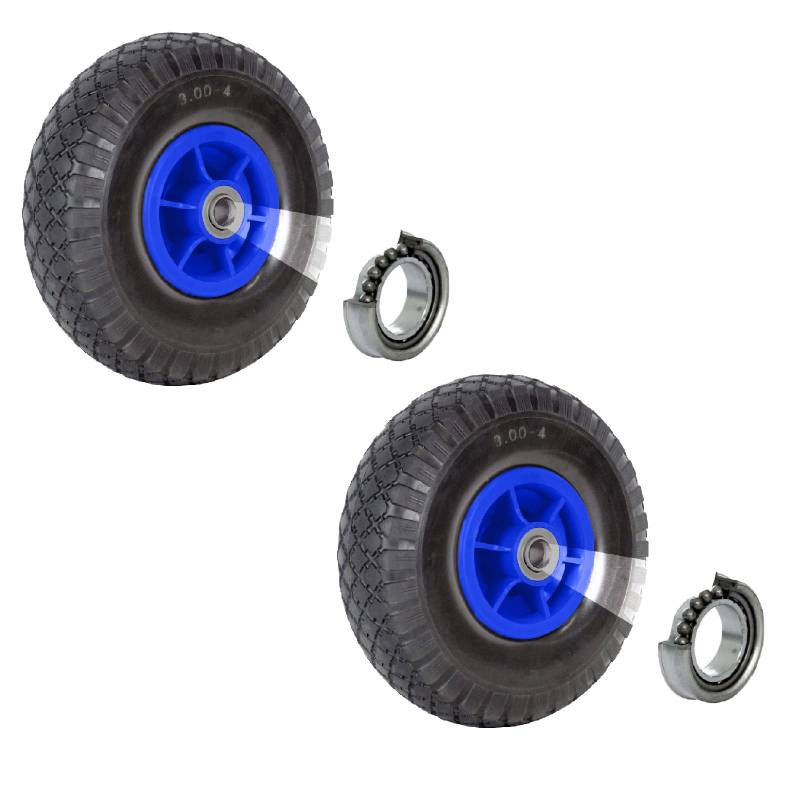 2x TRUTZHOLM Sackkarrenrad 260x85 mm 3.00-4 Nabenlänge 60 mm Bollerwagenrad, Luftrad, Ersatzrad, versetzt, 4-lagiges Gewebe 4PR (Blau) von TRUTZHOLM