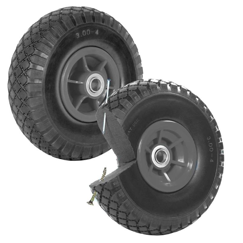 TRUTZHOLM 2x Sackkarrenräder pannensicher 260x85mm 3.00-4 grau PU Ersatzrad für Sackkarre, Bollerwagen, Gartenwagen PU-Rad von TRUTZHOLM