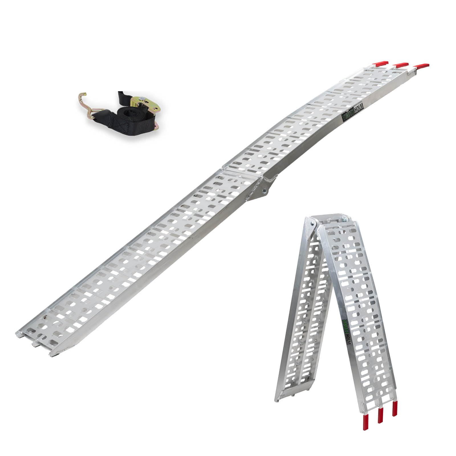 TRUTZHOLM Auffahrrampe klappbar 228 cm Tragkraft 340 kg Aluminium Rampe Faltbare Alu Verladerampen ATV Quad (1 x Rampe grau) von TRUTZHOLM