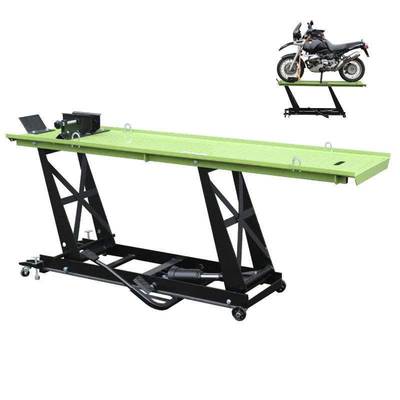 TRUTZHOLM® Motorradhebebühne Motorradrampe Hebebühne hydraulisch Heber Motorrad bis 450 kg (grün/schwarz) von TRUTZHOLM