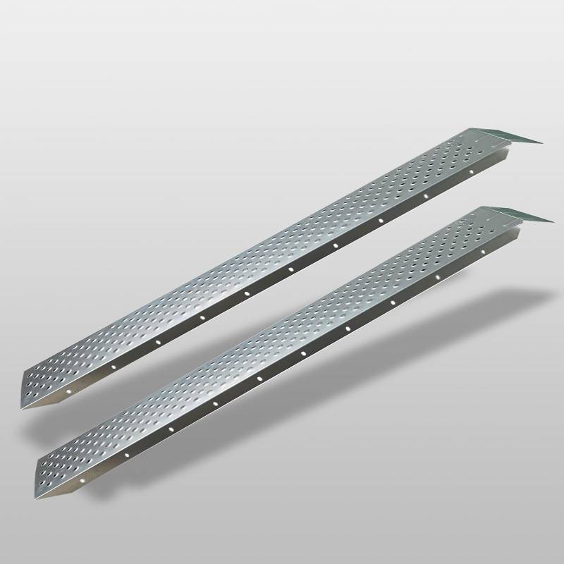 TRUTZHOLM 2 x Auffahrrampe 180 cm Tragkraft 400 kg Stahl oder 160 cm Silber oder schwarz profiliert Verladerampe Rampe für Quad Rasenmäher ATV etc. (180 cm - Silber) von TRUTZHOLM